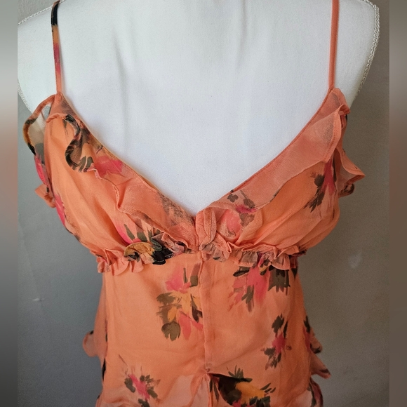 Steve Madden Peach Floral Ruffle Spaghetti Strap Camisole - Picture 5 of 9